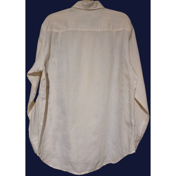 Tommy Bahama Relax Mens Medium Linen Long Slv Button Shirt Ivory w/ Blue Floral - Picture 4 of 6